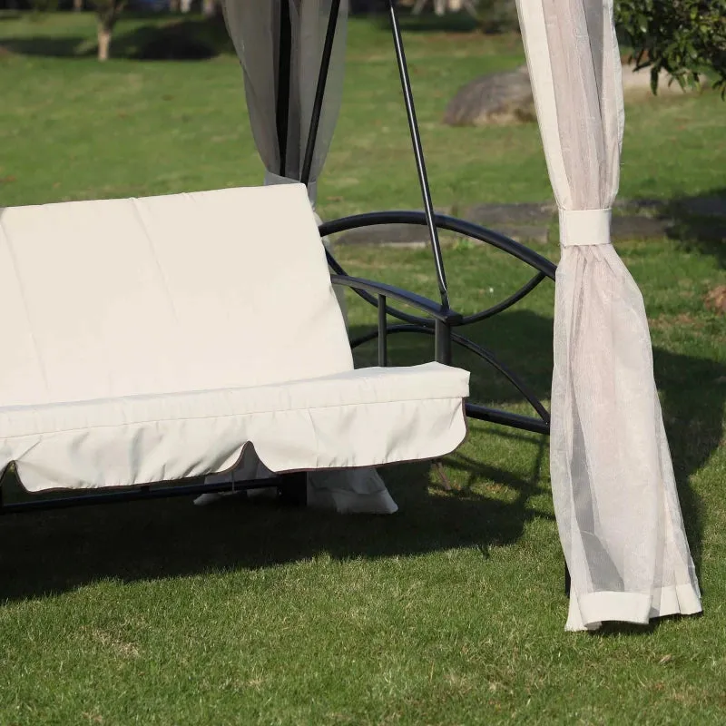 Outsunny Gazebo Swing Chair Bed - Beige