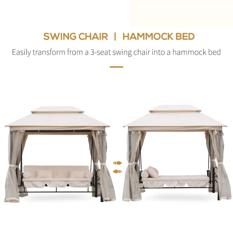 Outsunny Gazebo Swing Chair Bed - Beige