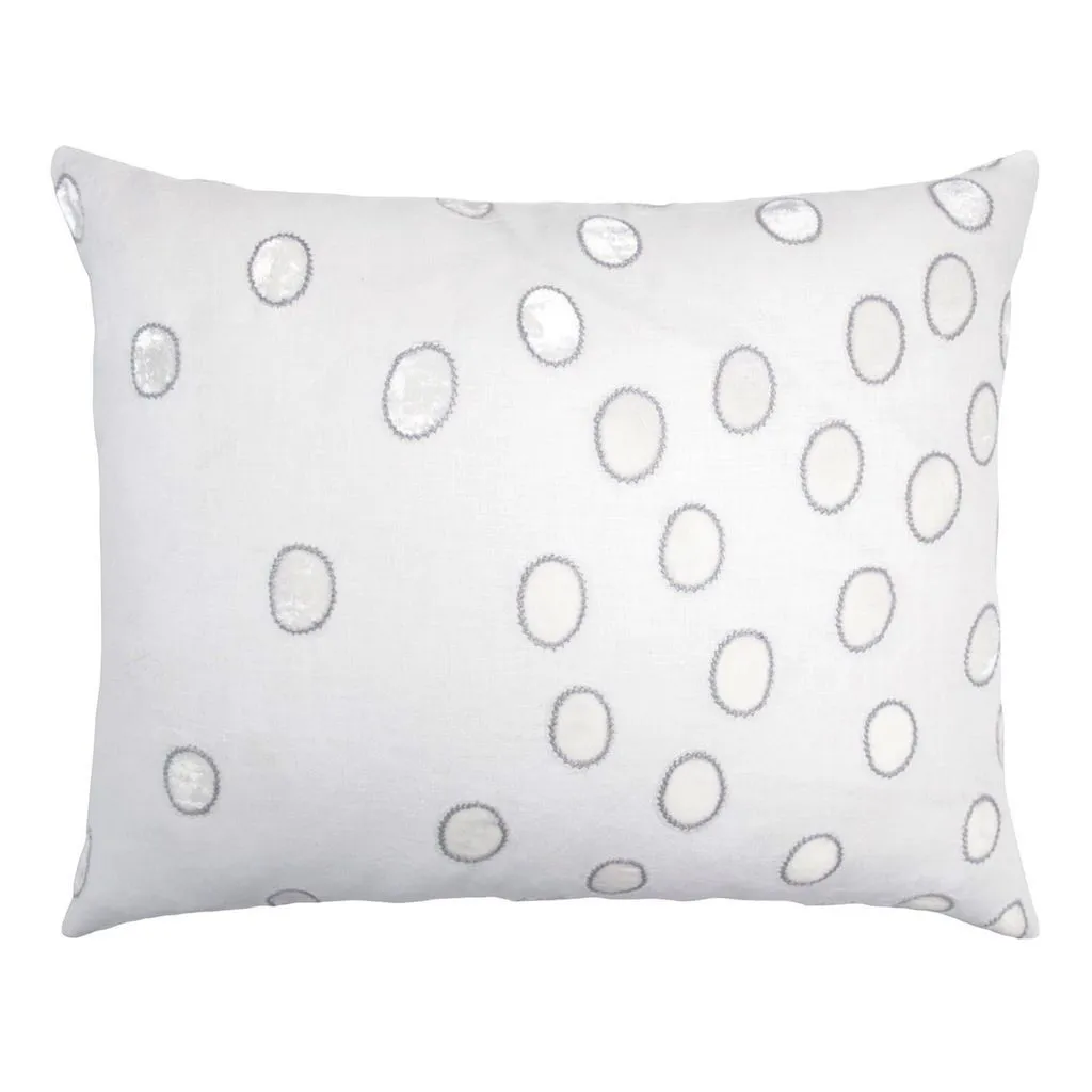 Ovals White & Grey Velvet Appliqué Pillows