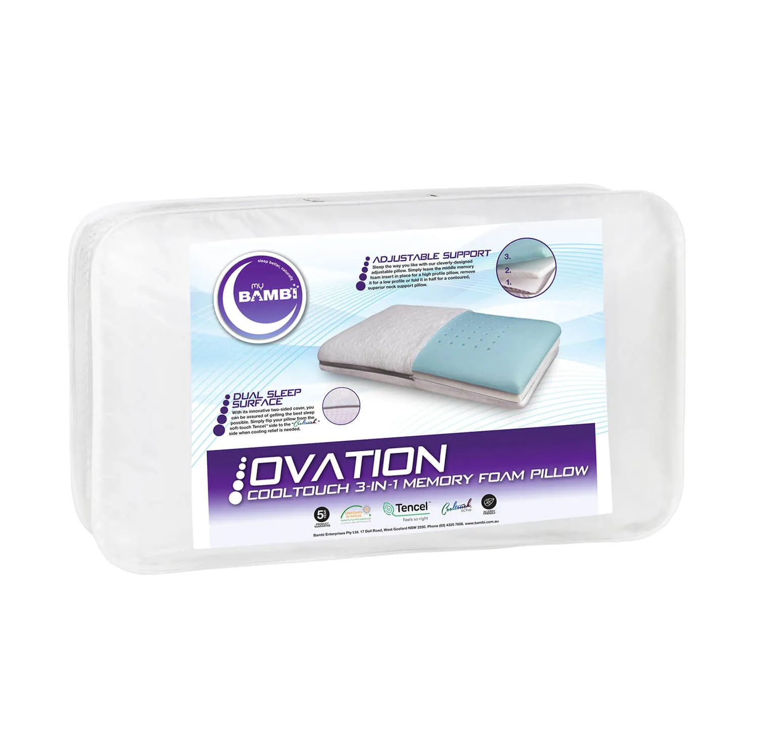 Ovation Memory Foam 3-in-1 Adjustable Pillow by Bambi