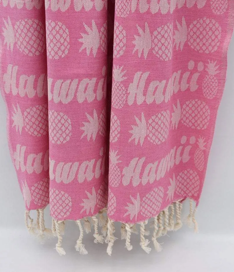 Pineapple Hawaii Pink 100% Cotton Towel