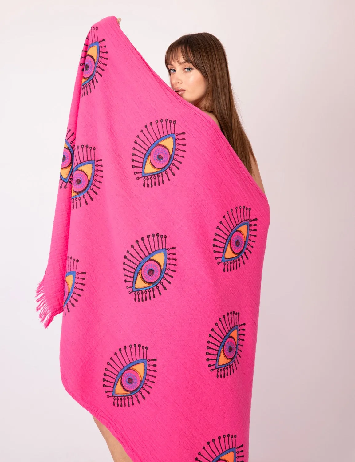 Pink Evil Eye Peshtemal