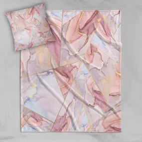 Pink Gold Geometric Stained Glass Decorative Throw and Pillow Cover Set