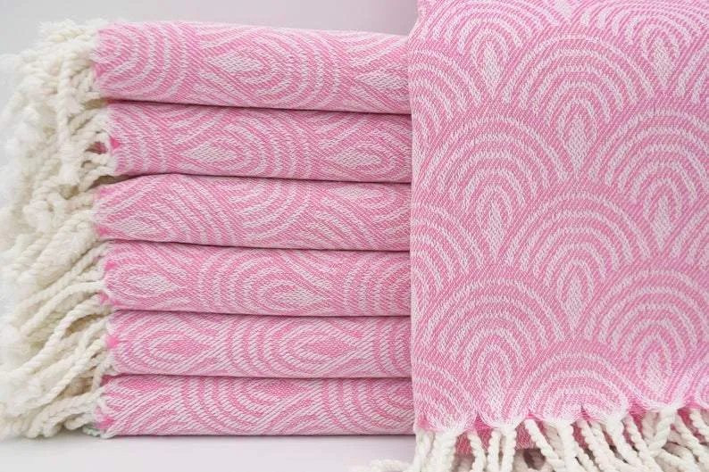 Pink Waves 100% Cotton Towel