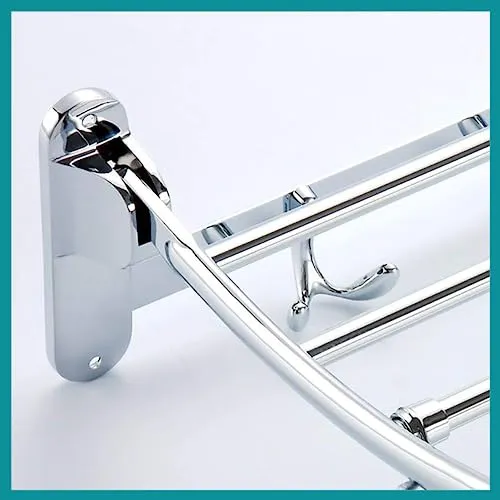 Plantex Gold Stainless Steel Folding Towel Hanger Stand/Towel Rack for Bathroom (24 Inch-Chrome Finish)