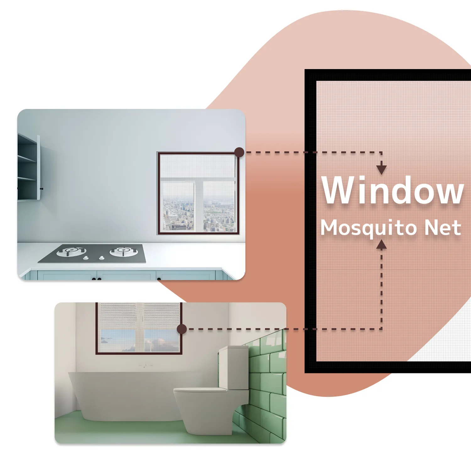 Polyester Pre-Stitched Window Mosquito Net-Brown