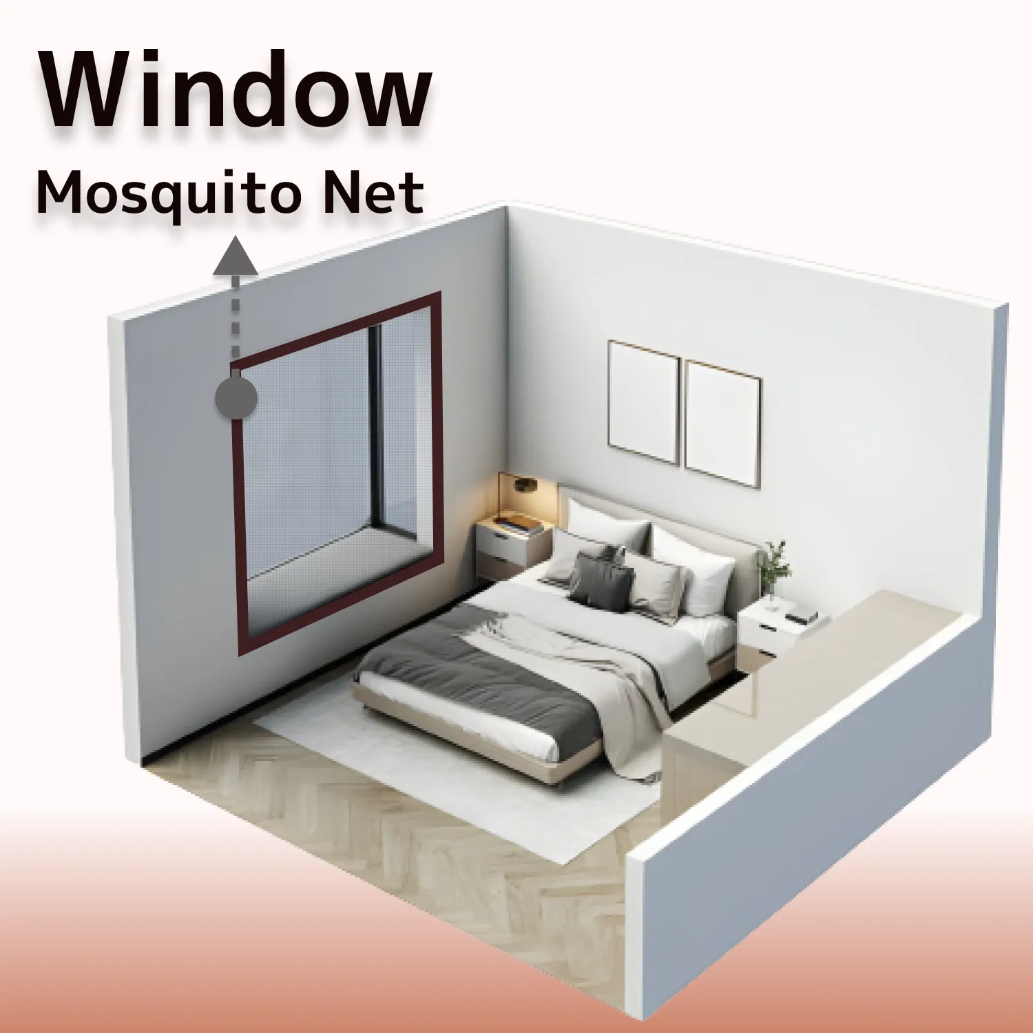 Polyester Pre-Stitched Window Mosquito Net-Brown