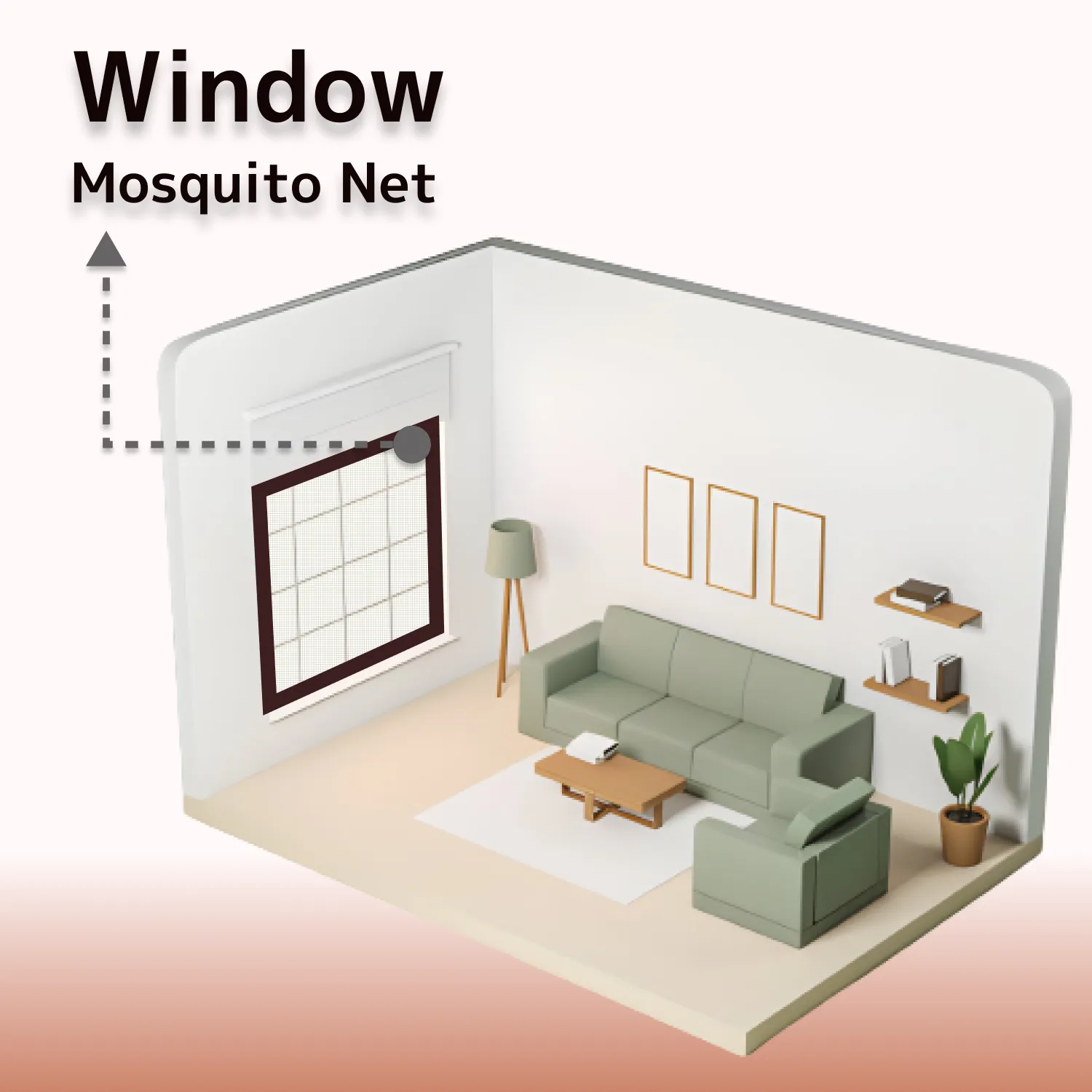 Polyester Pre-Stitched Window Mosquito Net-Brown