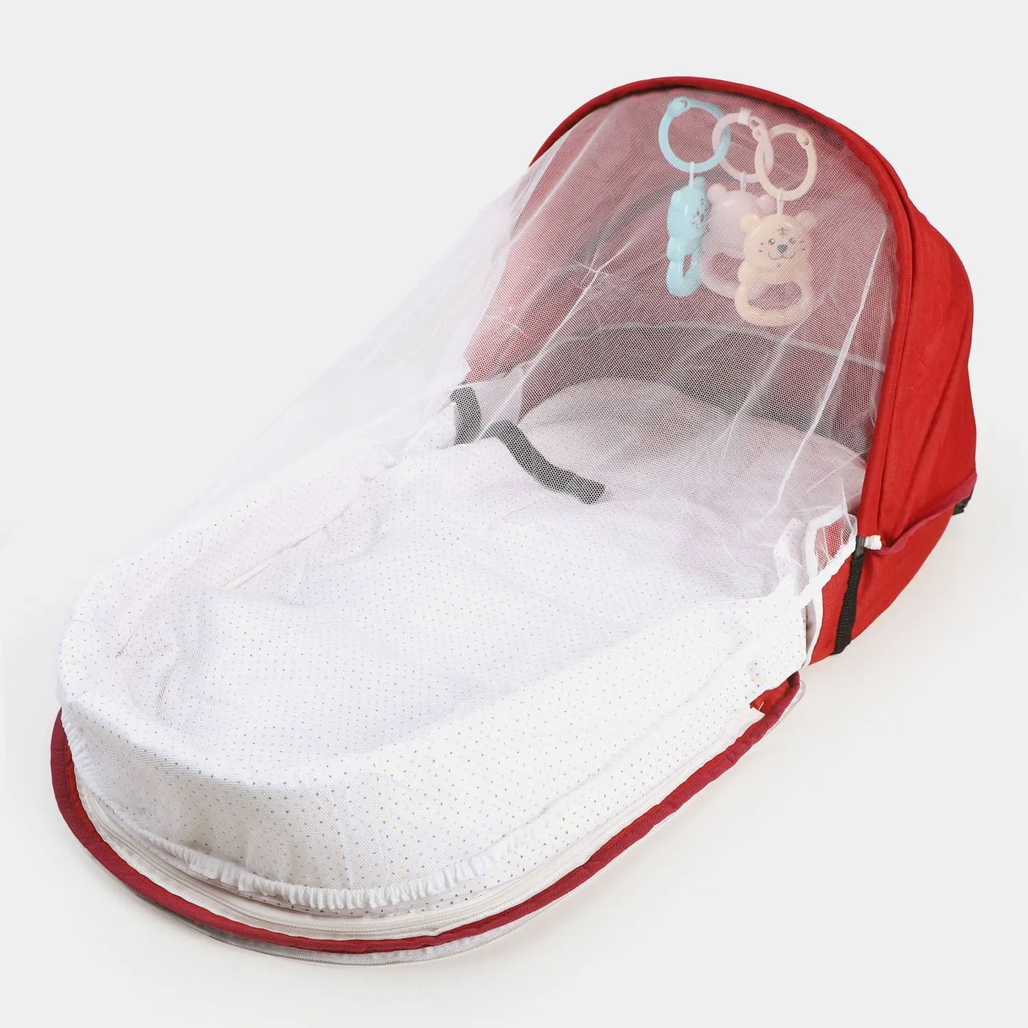 Portable Easy-To-Fold Baby Carry Nest Bag With Mosquito Net - Red