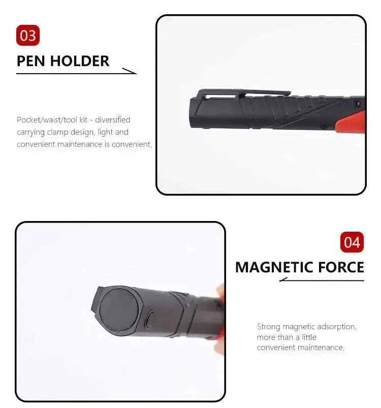 Portable Foldable Pocket Type-C Rechargeable Magnetic Flashlight With Dual COB LED