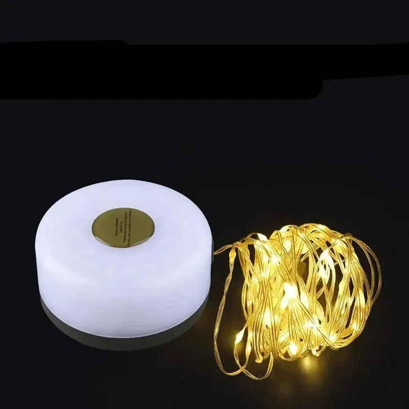 Portable LED Light String for Camping - 8m Outdoor Atmosphere Tent Lights with 1800mAh Rechargeable Battery