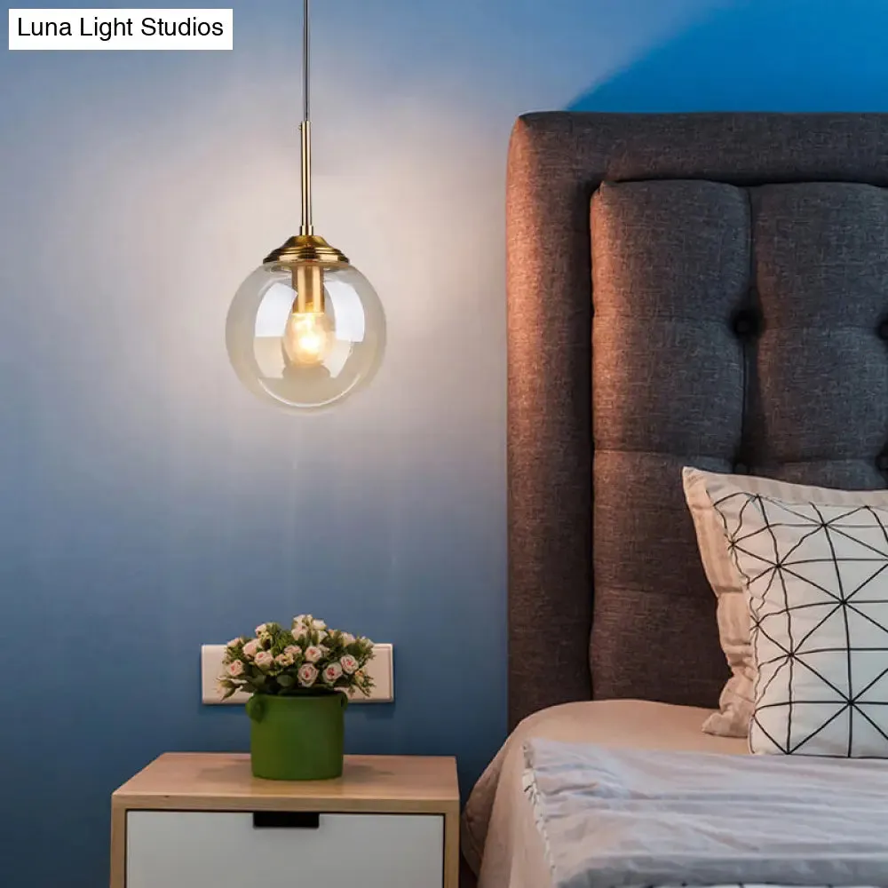 Postmodern Glass Pendant Light: Sphere Drop Design with Bedside & Ceiling Mounts - Brass Finish