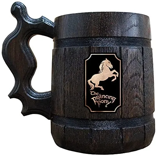 Prancing Pony Beer Mug, 22 oz, Wooden Beer Stein, Fantasy Decorations, Groomsman Gift Tankard, Christmas Gift