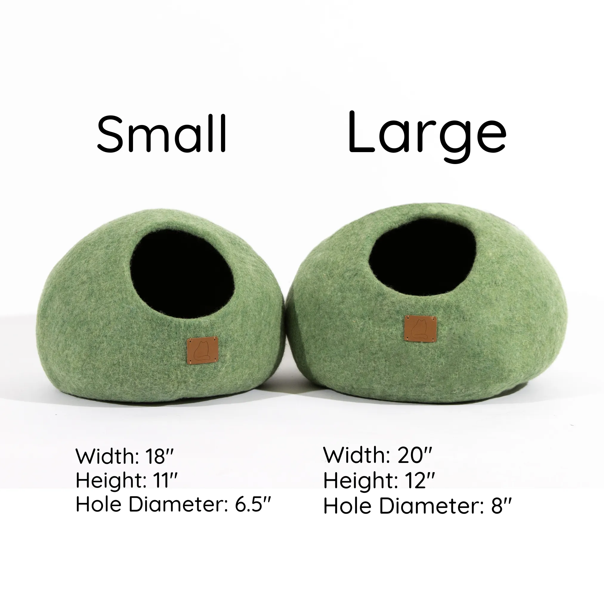 Premium Felted Wool Cat Cave Bed - Eucalyptus Green