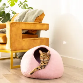 Premium Felted Wool Cat Cave Bed - Valentine Pink