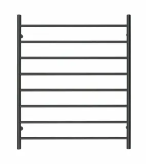 Premium Matte Black Heated Towel Rack - 8 Bars, Round Design, AU Standard, 1000x850mm Wide