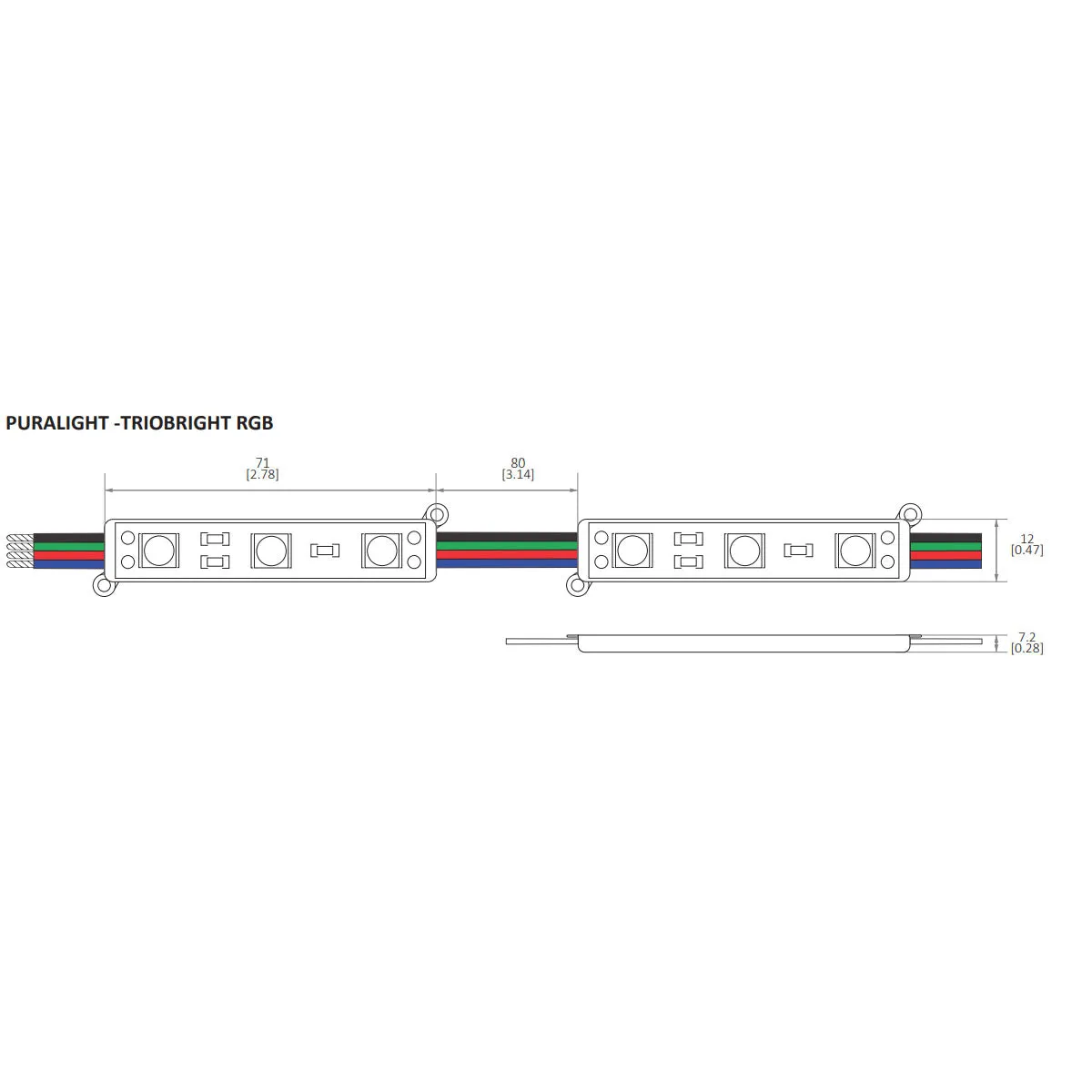 PURALIGHT 2, TRIOBRIGHT RGB LED Module, 14 Lumens per Module, 12V, 25 Module Strand