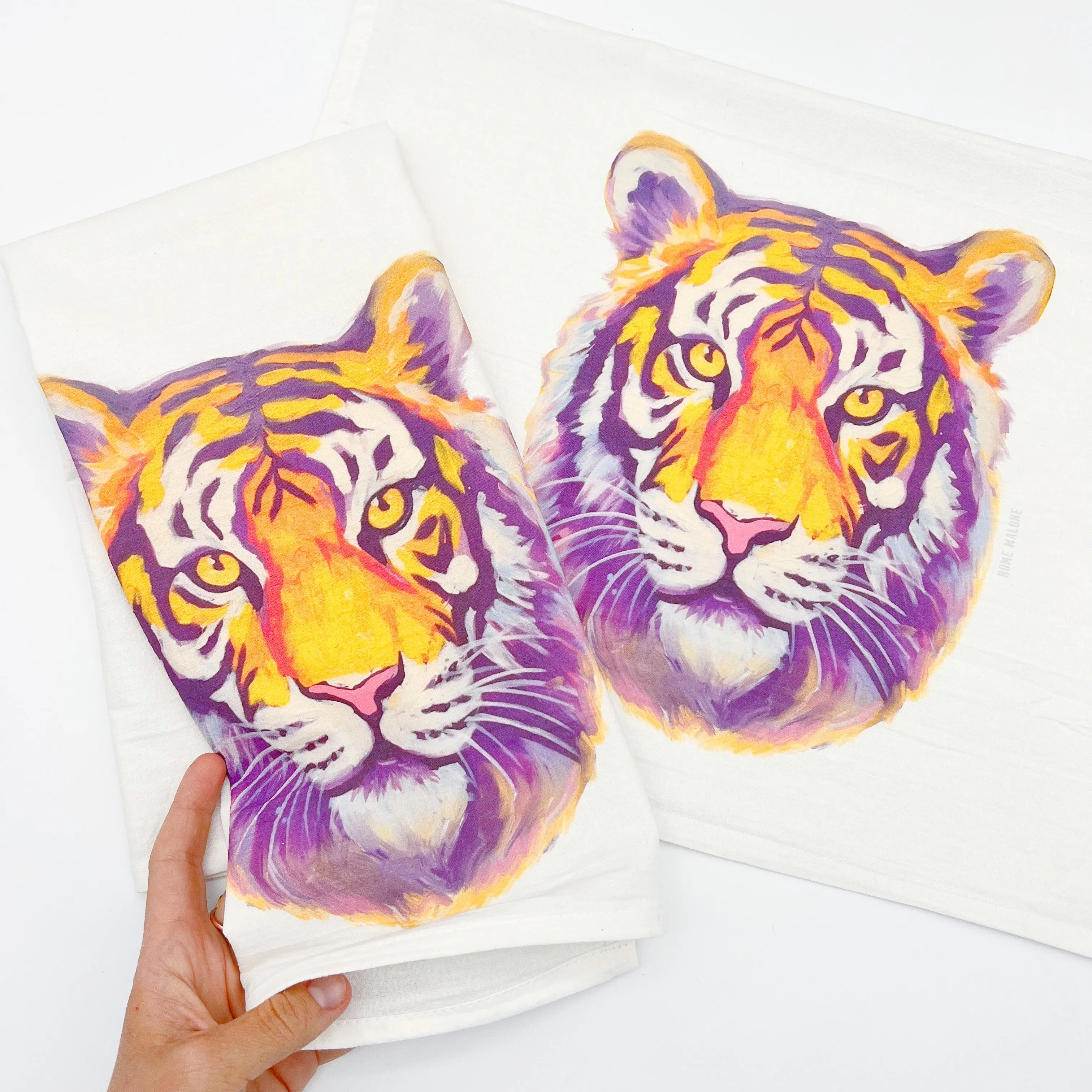 Purple & Gold Tiger Head Towel