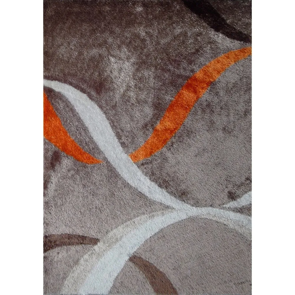 "3D Shaggy" Hand Tufted Grey Shag Area Rug (5-ft x 7-ft) - 5' x 7'