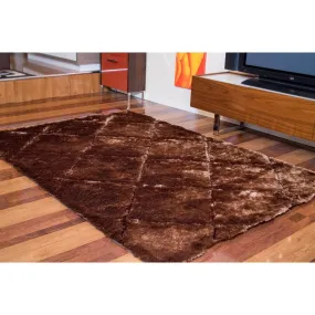 "3D Shaggy" Hand Tufted Shag Area Rug in Brown Tiles (5-ft x 7-ft) - 5' x 7'