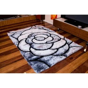 "3D Shaggy" Hand Tufted Shag Area Rug in Silver Blossom (8-ft x 11-ft) - 8' X 11'