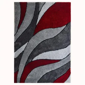 "Aria Collection" Soft Pile Hand Tufted Shag Area Rug - Red - 6' X 8'