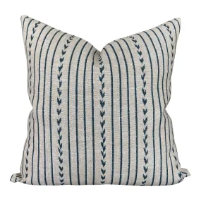 READY TO SHIP Designer Clay McLaurin Yucatan Stripe Pillow Cover in Indigo