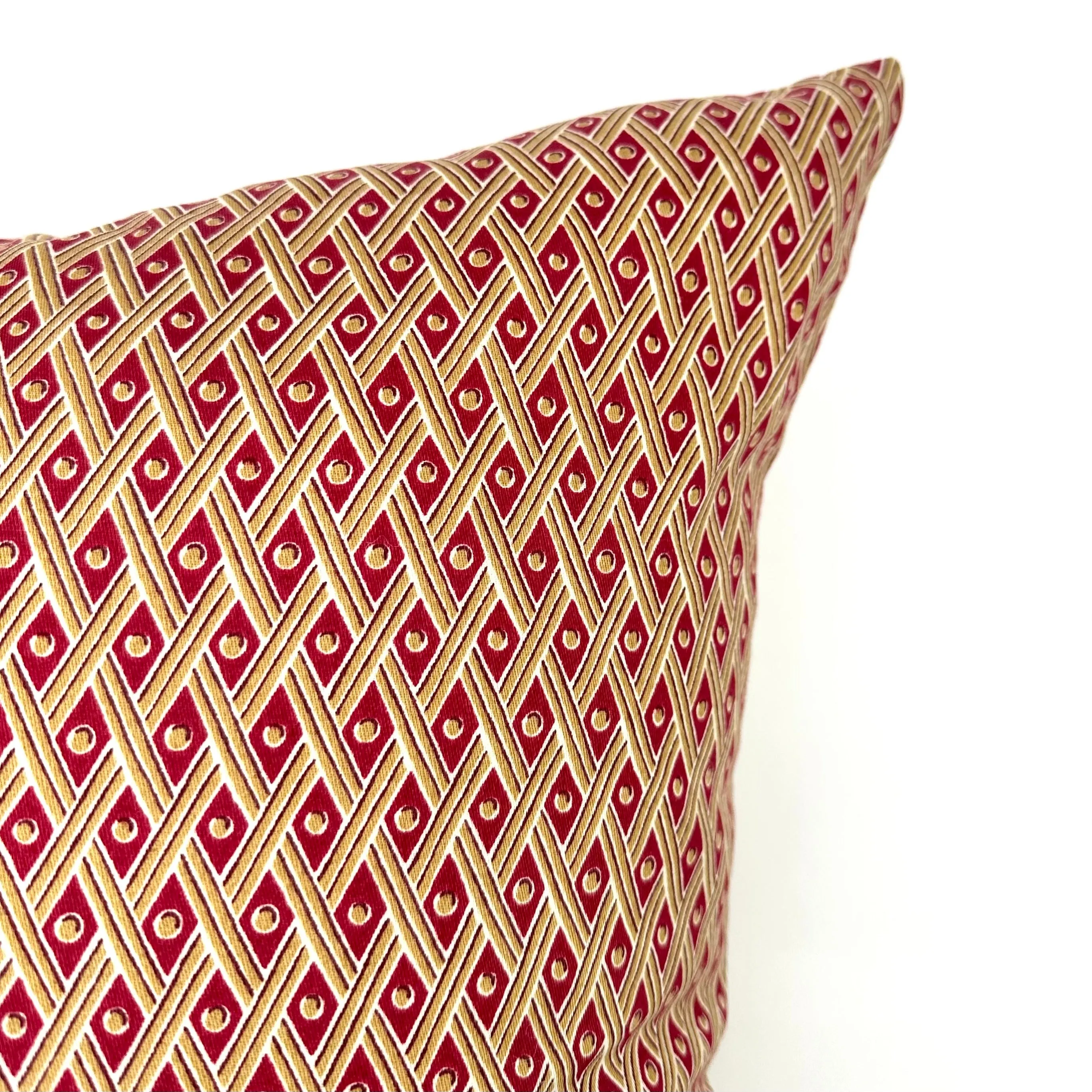 Red Diamond Retro Geometric Throw Pillow Cover 22x22