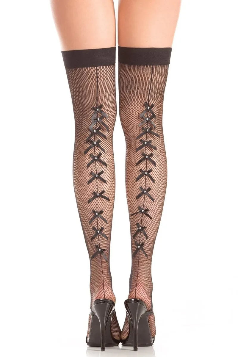 Rhinestone Bows Thigh Highs