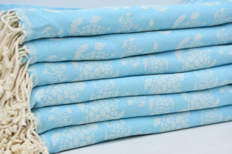 Sea Turtle Turquoise 100% Cotton Towel