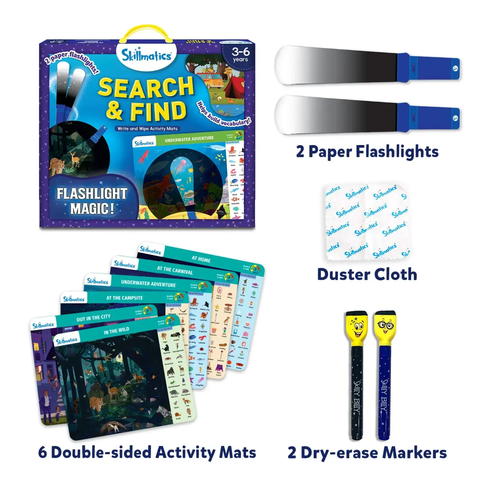 Search & Find Flashlight Magic | Reusable Activity Mats (ages 3-6)