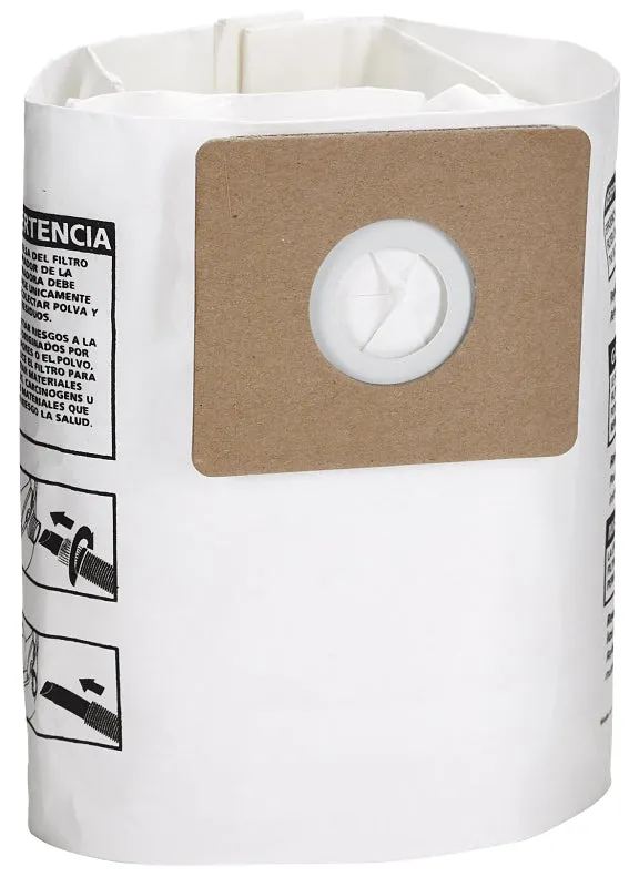 Shop-Vac 9066833 Filter Bag, 2 to 2.5 gal Capacity, 11-1/2 in L, 7 in W :PK 3: QUANTITY: 1