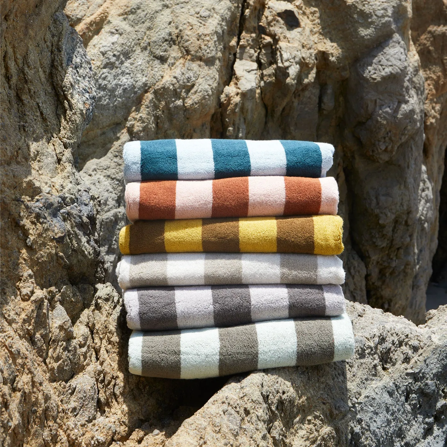 Simple Striped Terry Towel - Mustard/Bronze