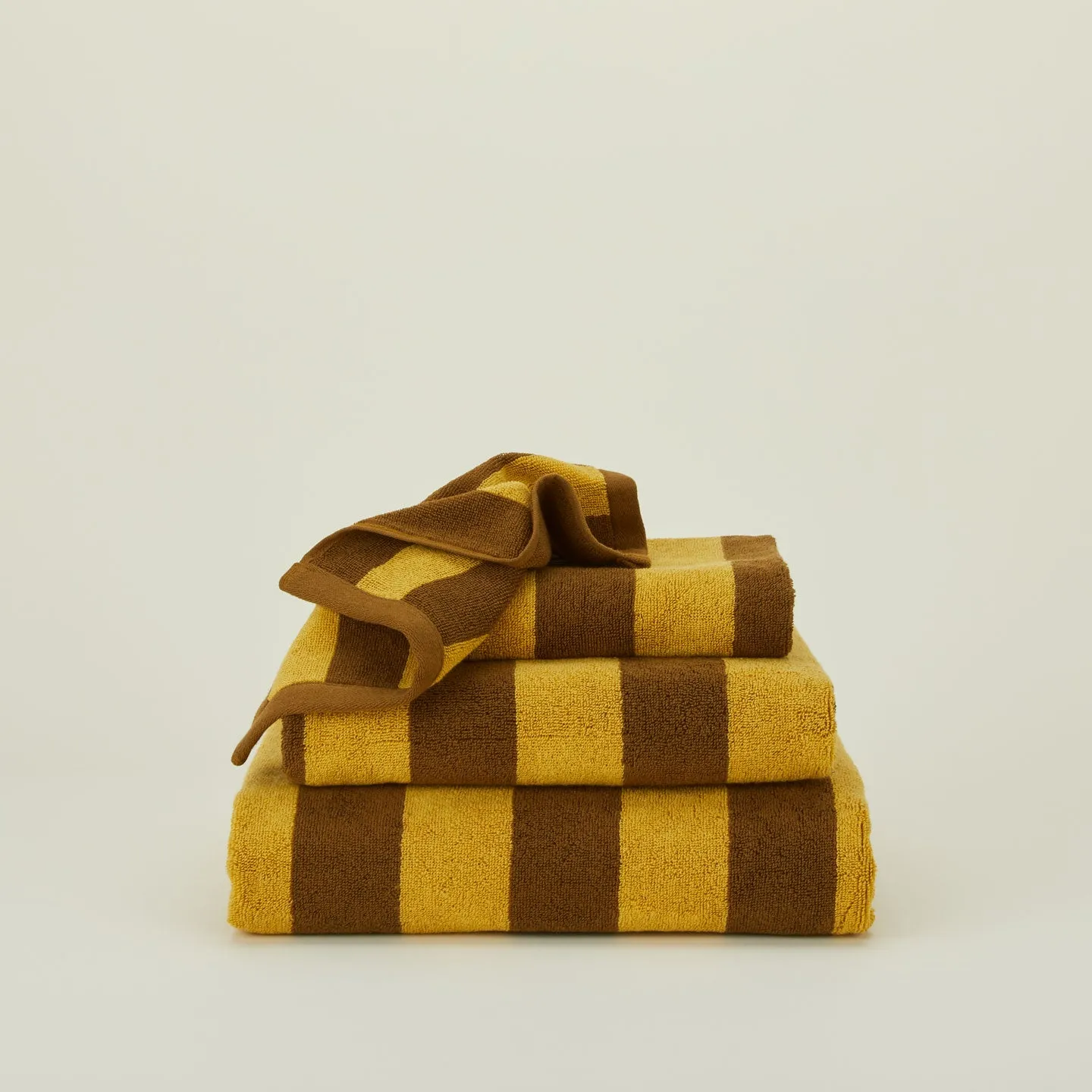 Simple Striped Terry Towel - Mustard/Bronze