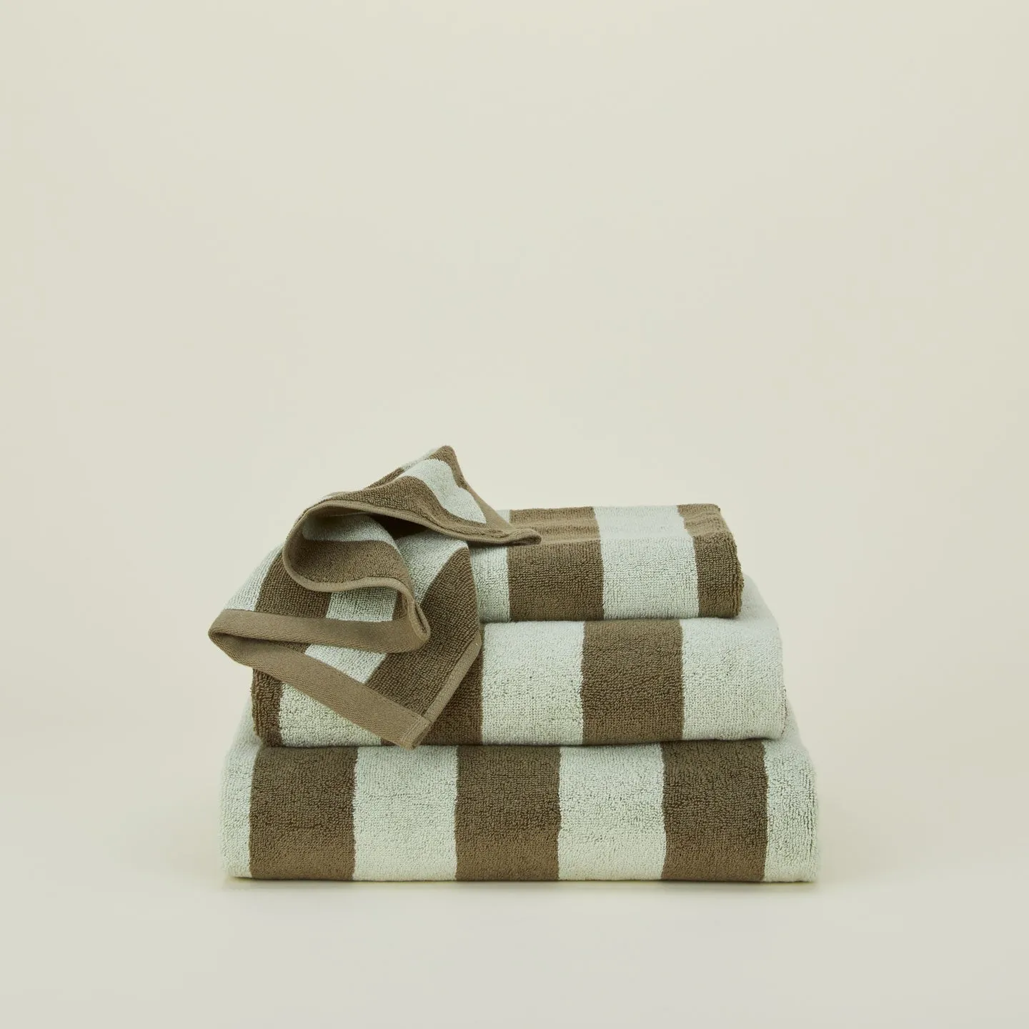 Simple Striped Terry Towel - Sage/Olive