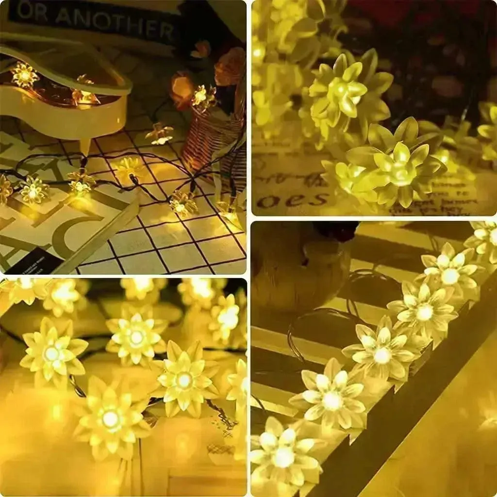 Solar Fairy Lights Outdoor LED Waterproof Decoration Lotus String Lights For Garden, Home,Patio And Diwali Decorations (Renewed)