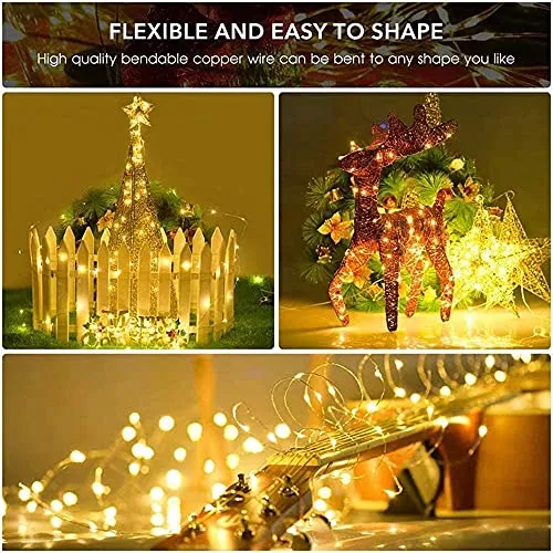 Solar Fairy Lights Outdoor,2 Pack Total 240LED Solar Lights Outdoor Waterproof 24M/80Ft 8 Modes Outdoor Copper Wire Solar Fairy Lights Patio Decor Lights,Yard,Porch Hanging Lights (Warm White)