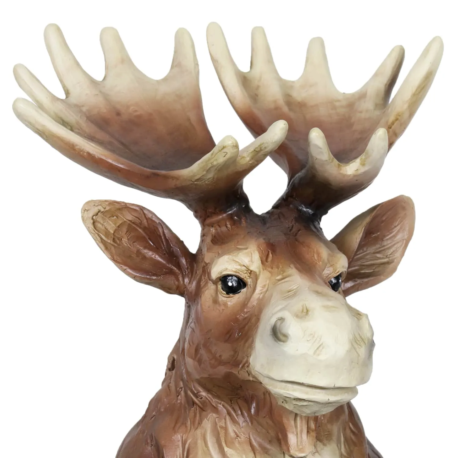 Solar Moose Garden Statue Holding a Glass Jar with Eight LED Firefly String Lights, 8.5 by 12.5 Inches