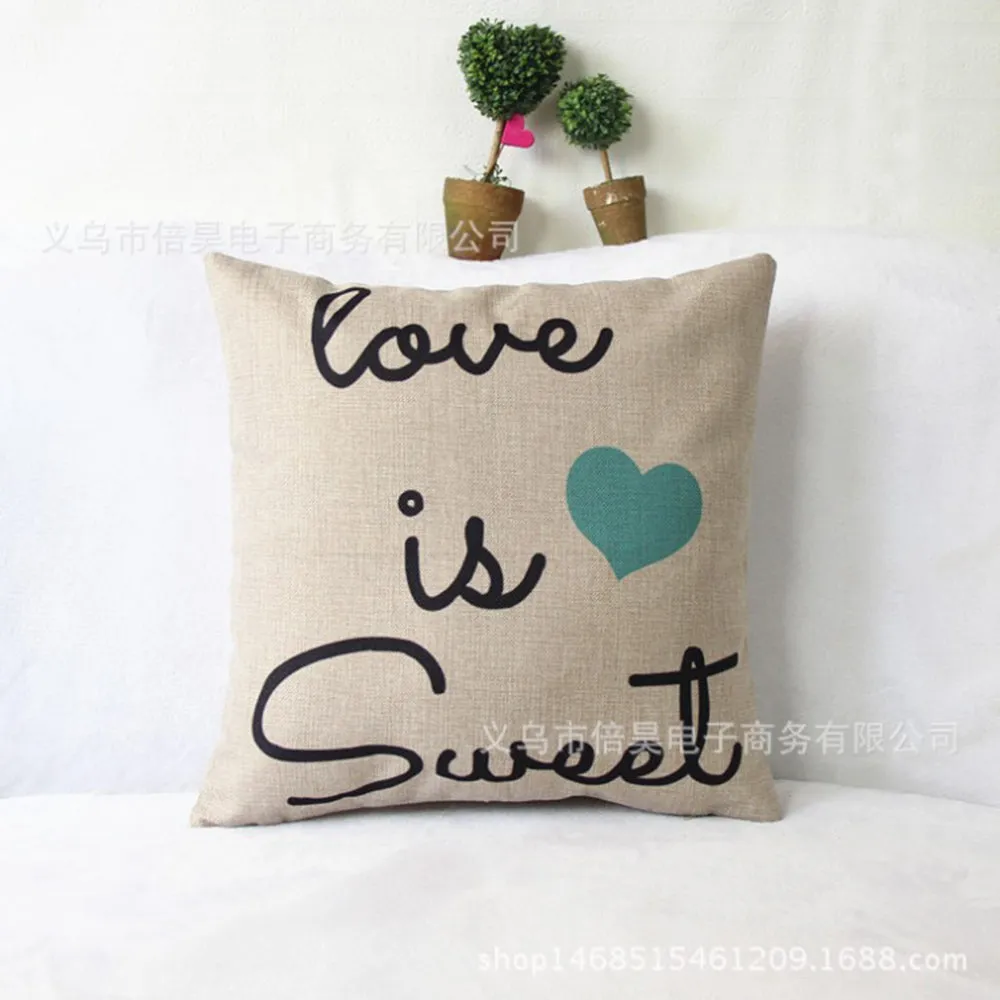 Square Cloth Pillow Covers with Words