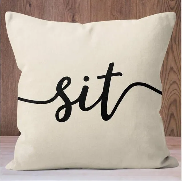 Square Cloth Pillow Covers with Words