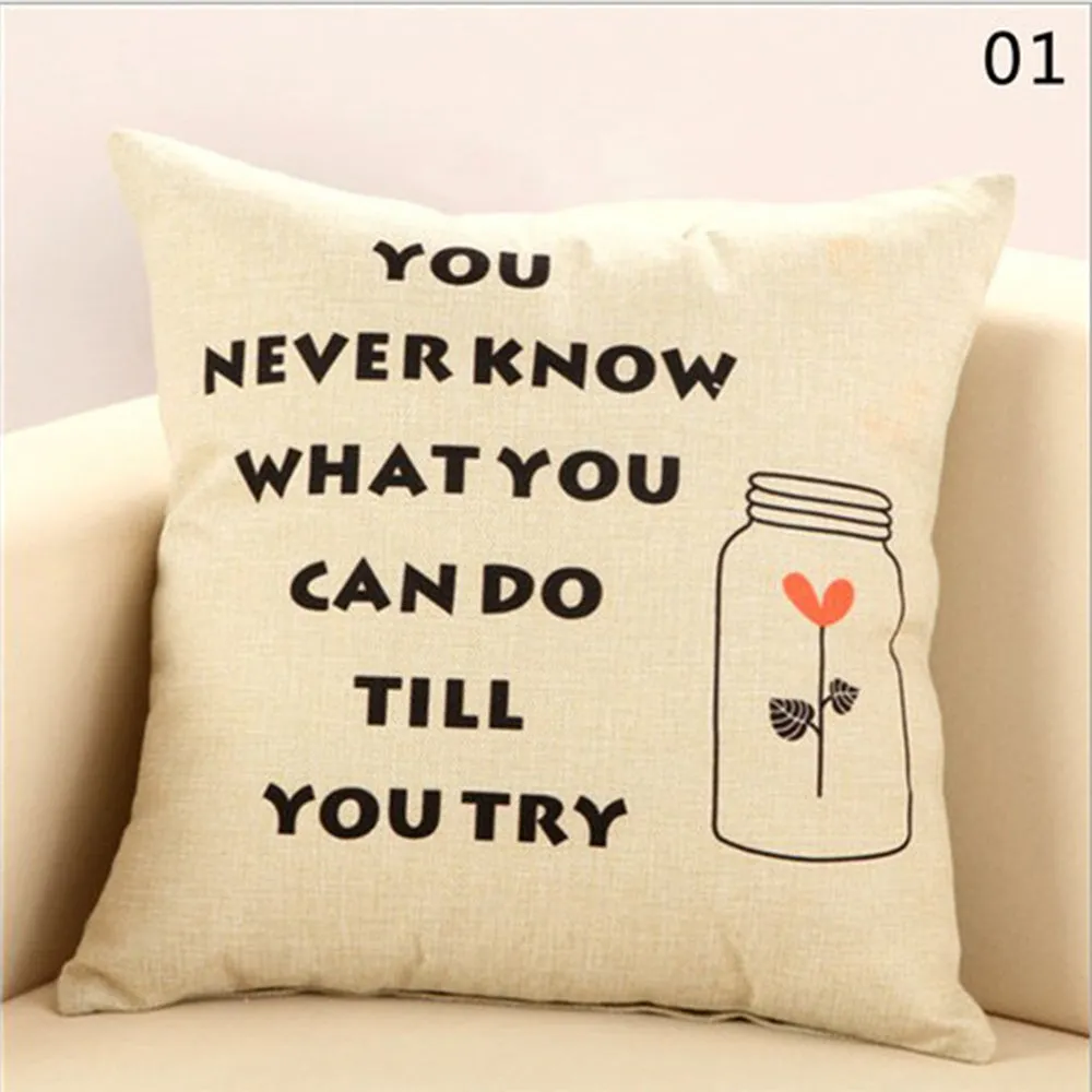 Square Cloth Pillow Covers with Words