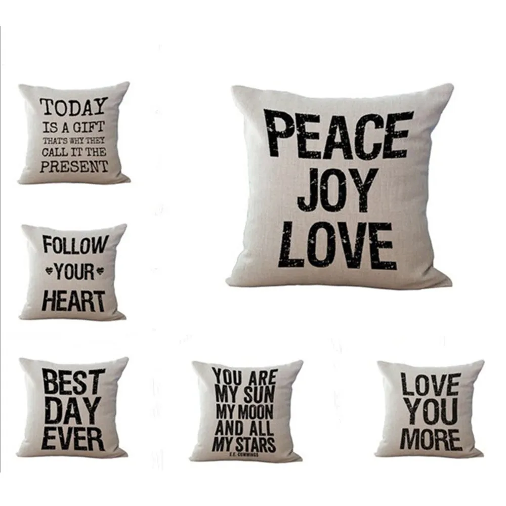 Square Cloth Pillow Covers with Words