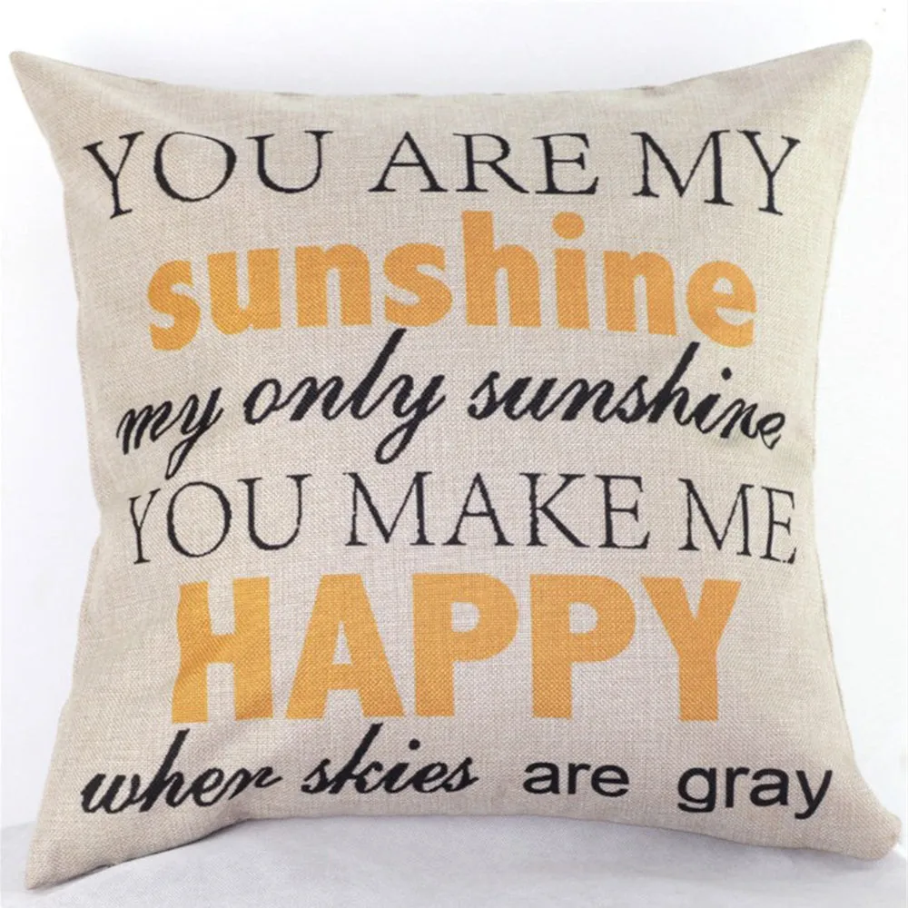 Square Cloth Pillow Covers with Words