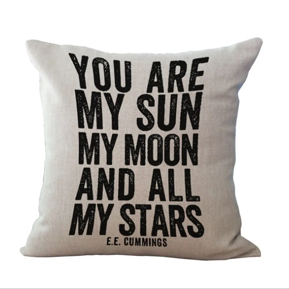 Square Cloth Pillow Covers with Words