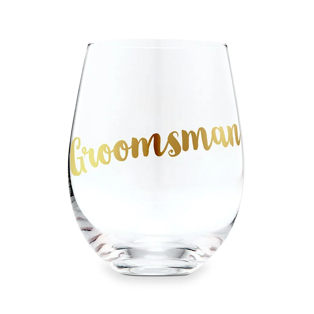 STEMLESS TOASTING WINE GLASS GIFT FOR WEDDING PARTY - GROOMSMAN