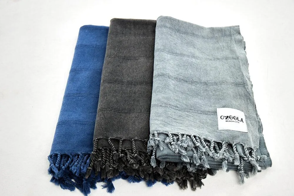 Stonewash Turkish Towel – Charcoal