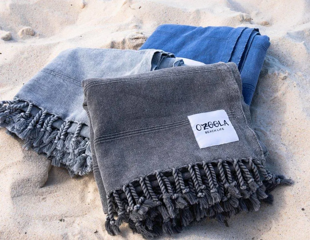 Stonewash Turkish Towel – Charcoal