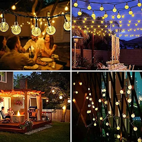 Super Bright 2-Pack 100Led 64FT Crystal Globe Solar Christmas Lighs Outdoor, Waterproof with 8 Lighting Modes, Solar String Lights for Outside Christmas Tree Patio Christmas Decorations (Warm White)