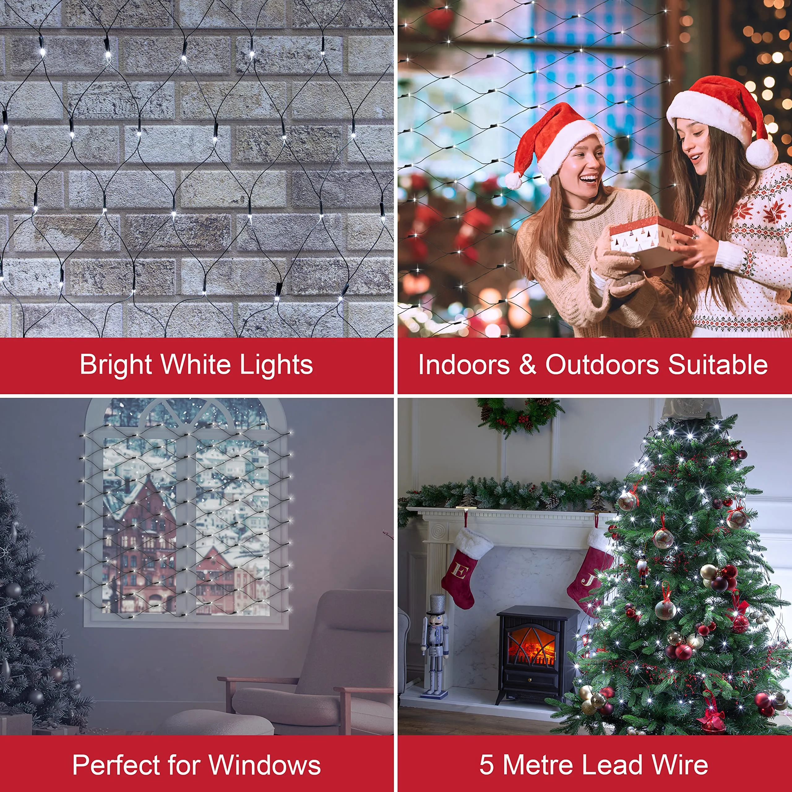 The Christmas Workshop 77930 108 LED Bright White Net Christmas Window Lights | Mains Powered | Indoor and Outdoor | Christmas/Weddings/Gardens | 1.2M x 1.2M