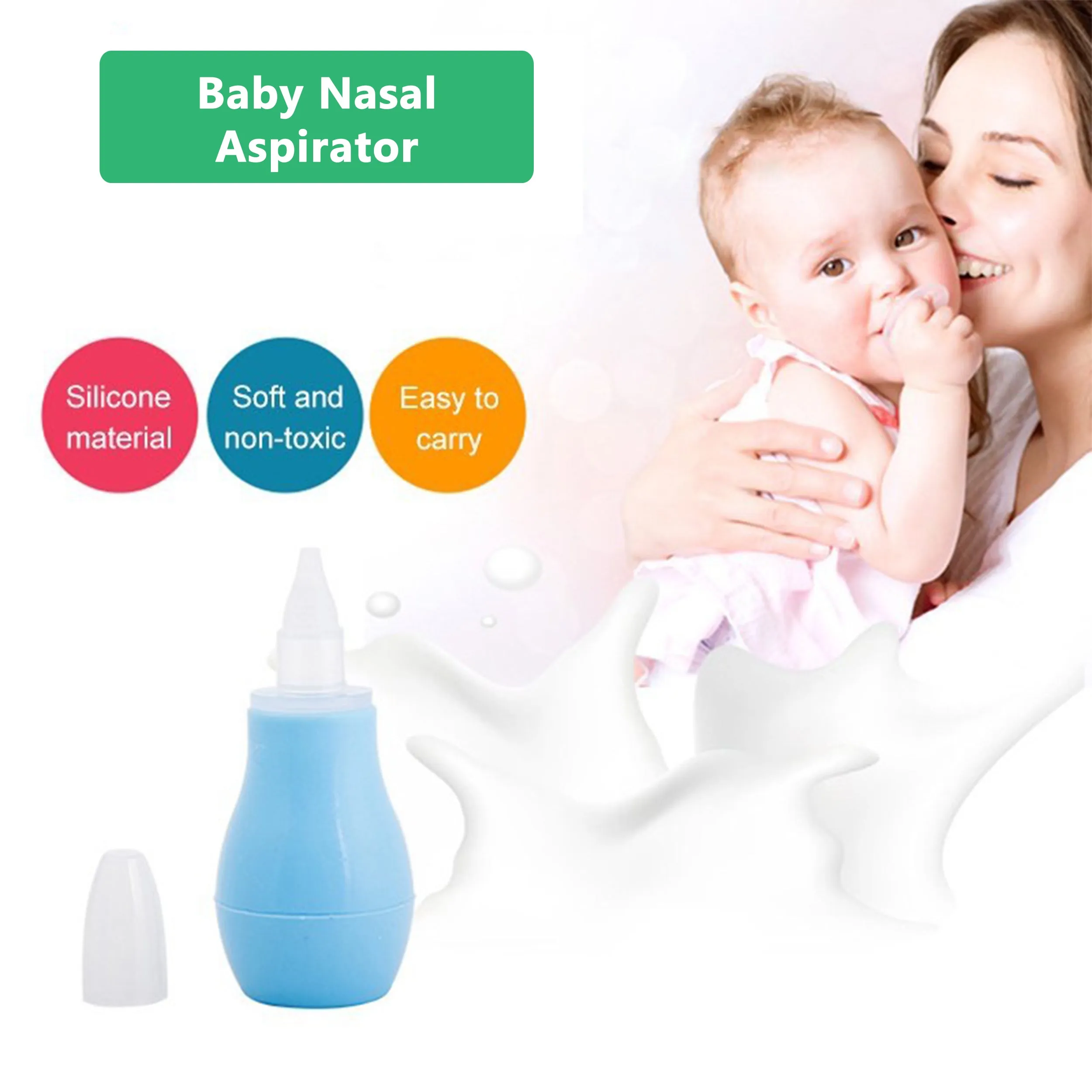 THE LITTLE LOOKERS Baby Nose Cleaner/Nasal Vacuum Sucker Mucus Snot Aspirator for Babies (Blue, Pack of 1)